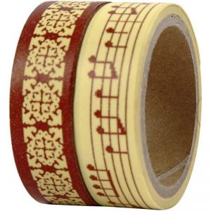 Tasiemki dekoracyjne Creativ Washi Ornamenty i Nuty, 15mm x 5m, 2szt